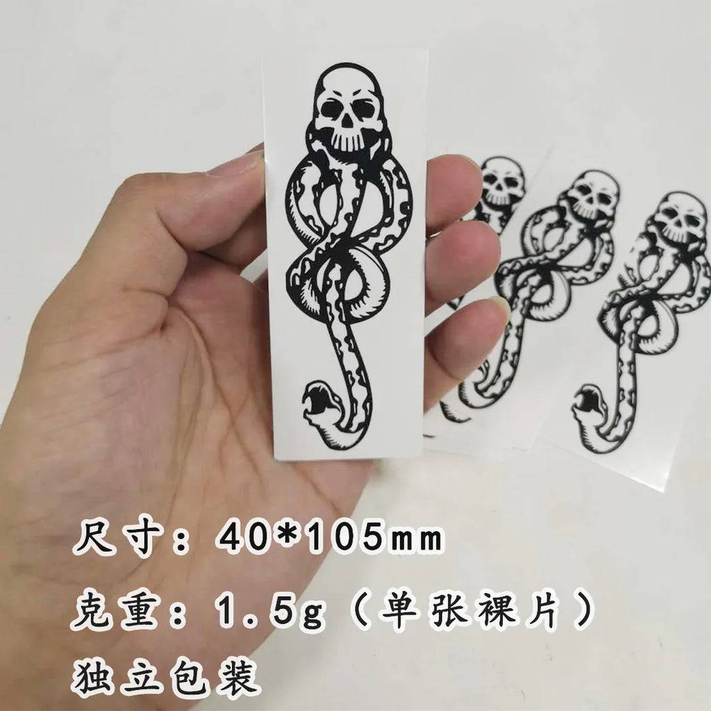 5PCS/10PCS/20PCS Death Eaters Dark Mark Temporary Tattoos Black Cartoon Skeleton Snake Body Art Waterproof Fake Tatoo Sticker