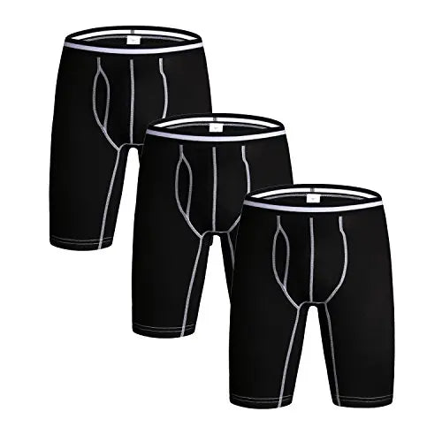 3 Pack Long Leg Men's Boxer Shorts Briefs Cotton Multipack Open Fly Pouch Sports Underpants Underwear Panties Men