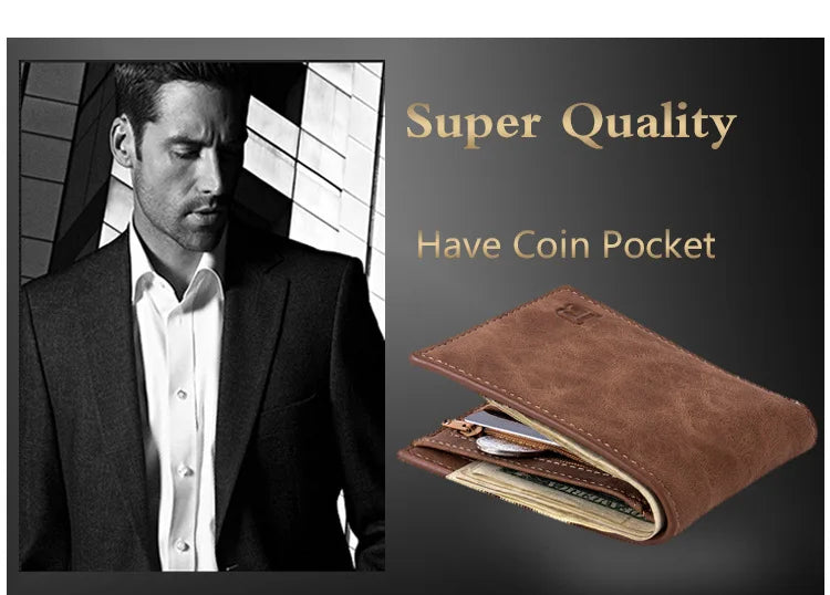 New Men Wallet Leather Business Foldable Wallet Luxury Slim  Hipster Cowhide Credit Card/ID Holders Inserts Coin Purses
