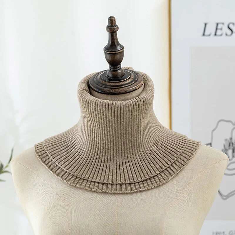 Knitted Fake Collar Ring Scarf For Woman Autumn Winter Warm Solid Color Neck Muffler Detachable Collar Scarves 25*17cm