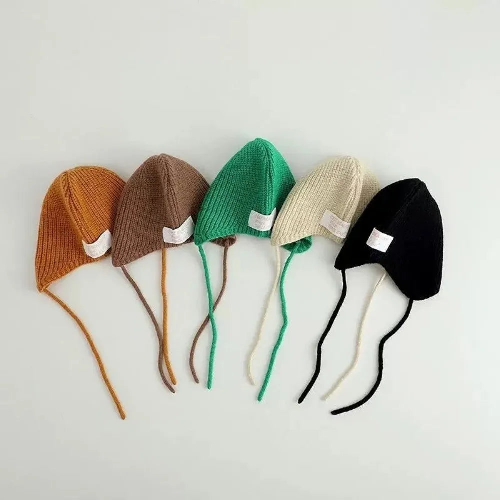 New Knitted Pullover Cap Windproof Coldproof Ear Protection Hat Warm Beanie Hat 0-3Y