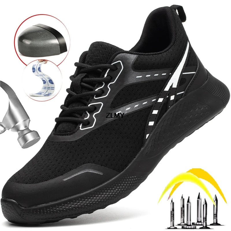 ZLMY Neue Sicherheitsschuhe für Damen, Stahlkappen-Sneaker, leichte Arbeitsschuhe, durchtrittsichere Arbeits-Sicherheitsstiefel für Damen und Herren