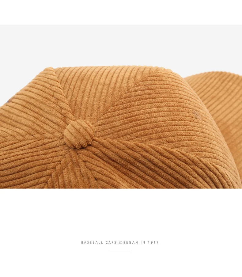 2025 New Corduroy Baseball Cap Women Men Cotton Solid Sunhat Sport Snapback Caps Autumn Warm Fashion Hip Hop Fishing Hat