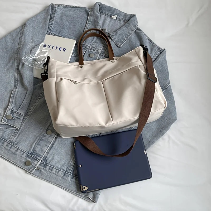 Spacious Nylon Tote Bag for Women Stylish Shoulder Crossbody Bag, Perfect for Casual Outings, Travel, Business, Fitness Shopping