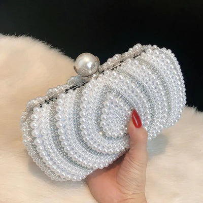 Pearl Clutch Bags Women Purse Ladies white Hand Bags Evening Bags for Party Wedding black Shoulder Bag Bolsa Feminina