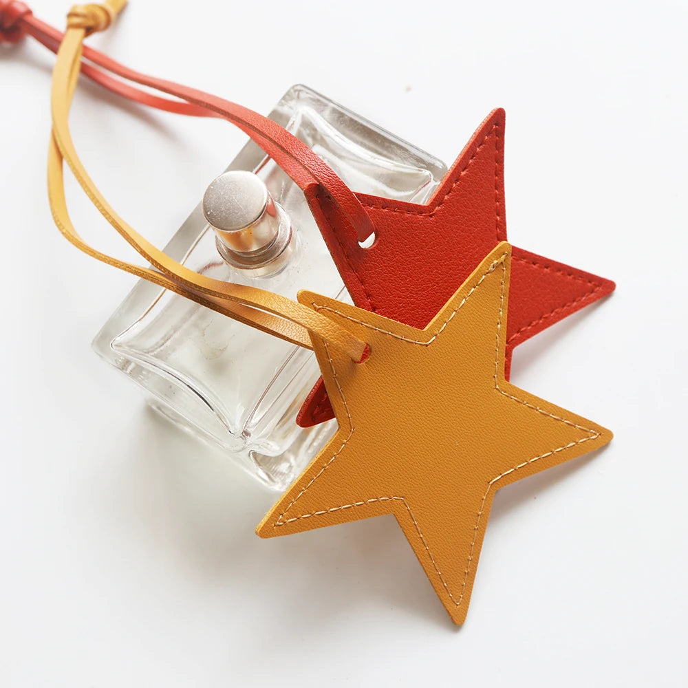 Custom Name Handbag Pendant Cute Star PU Leather Fashion Accessories Wholesale Engrave Initials Travel Luggage Tag Creative Gift
