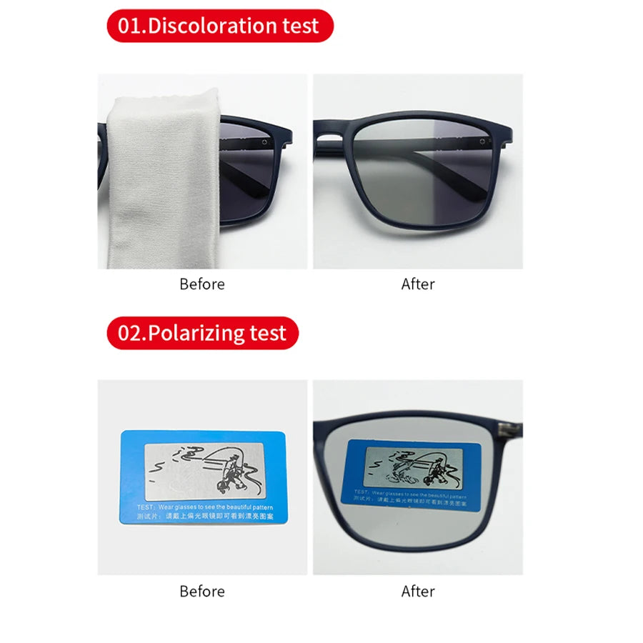 Fashion Photochromic Polarized Vintage Sunglasses Men Women Square Brand Designer Sun Glasses Man Driving Fishing Eyewear
