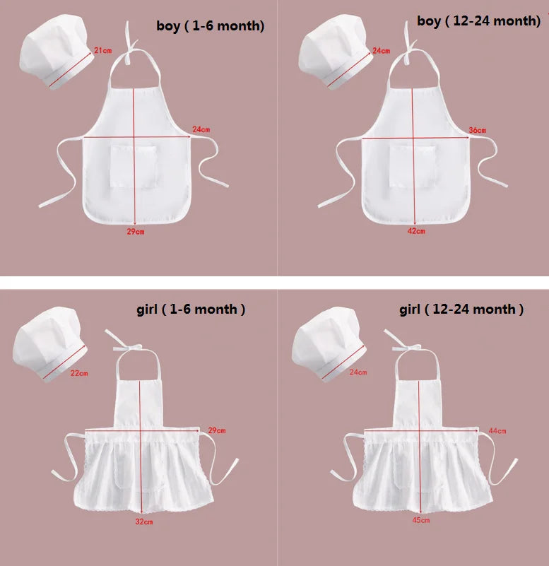 Baby Chef Apron Hat  Baby Kids Cook Costume Newborn Photography Props  Outfit Clothing