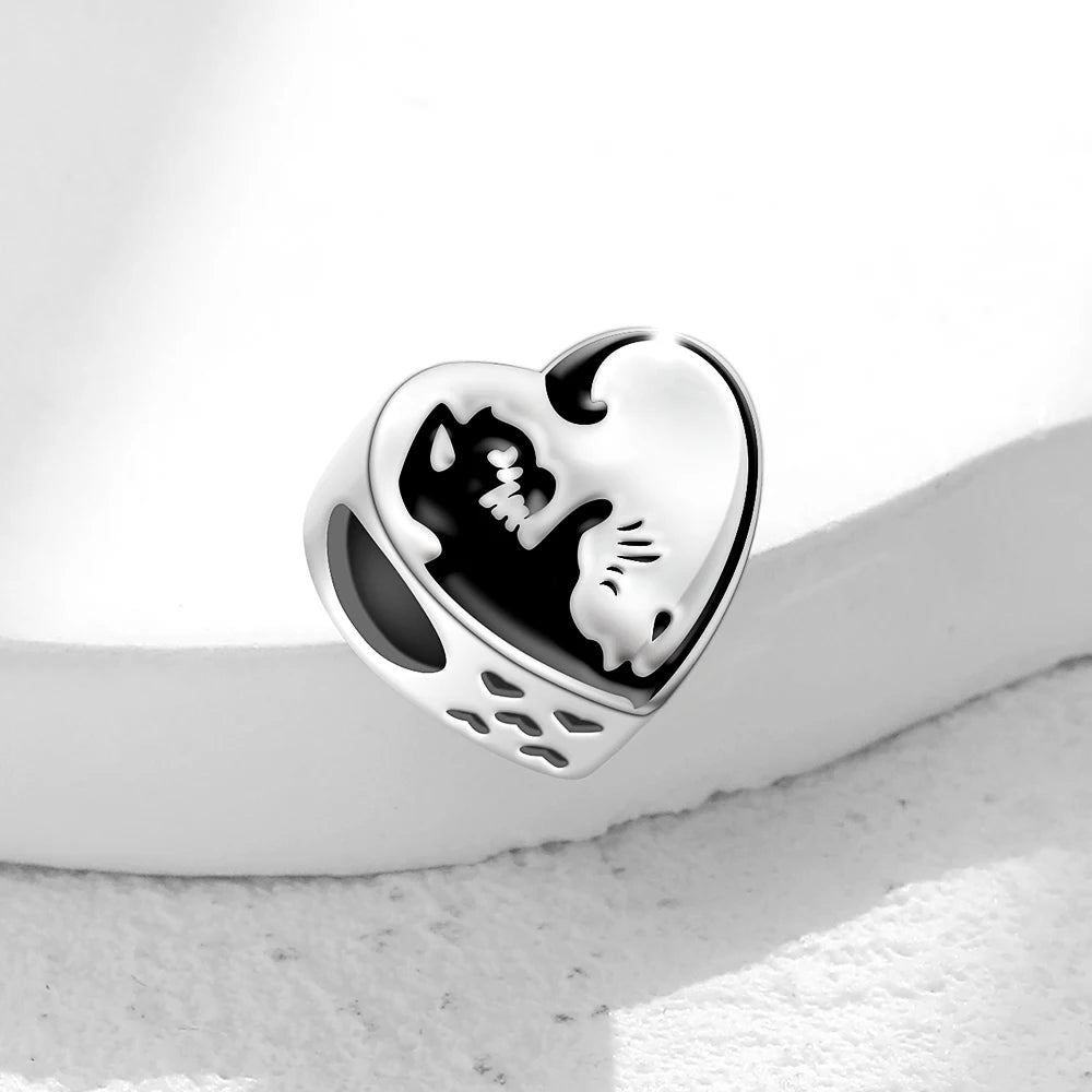 New Fashion 925 Sterling Silver Black Charms Spider Hat Car kitty Bee DIY Fine Beads Fit Original Pendant Women Bracelet