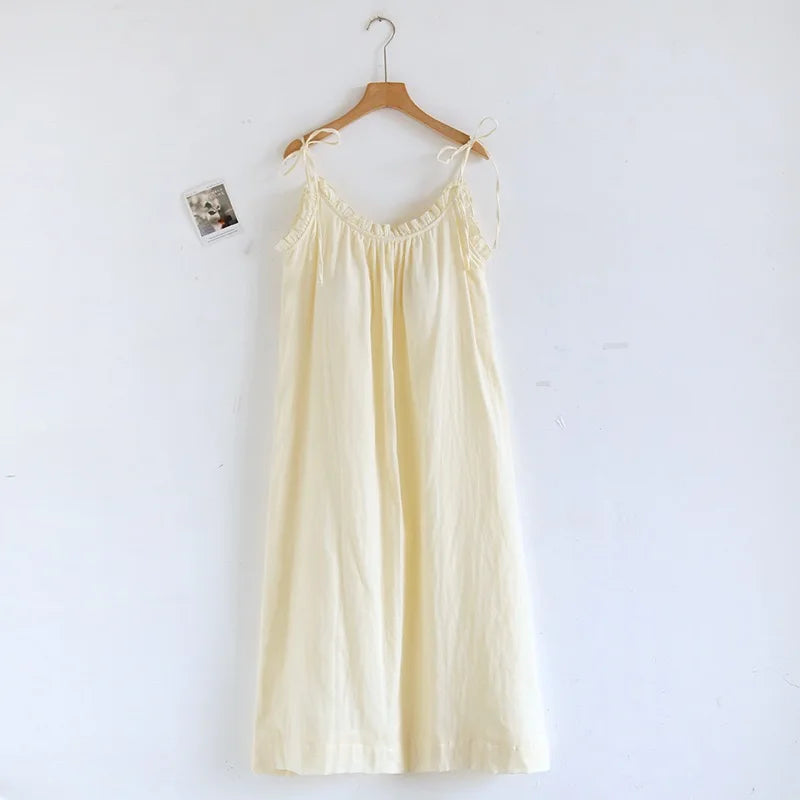 100% Cotton Sleeping Skirt Large Loose Home Skirt with chest cushion Summer Women's Sleeping Skirt Girl's Nightgown