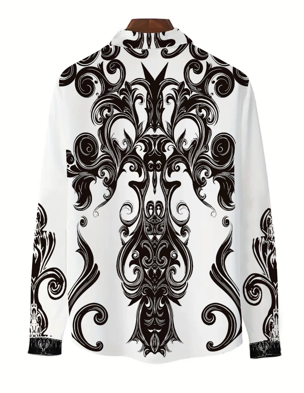 Men's Retro Geometric Scroll Halloween Costume Long-Sleeve Button-Down Shirt Casual Dress Shirt Dark Gothic Style Vacation Daily