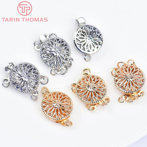 (5798) 4PCS 12MM 24K Gold Color Brass Round Bracelet Necklace Connector Clasp High Quality Diy Jewelry Accessories Wholesales