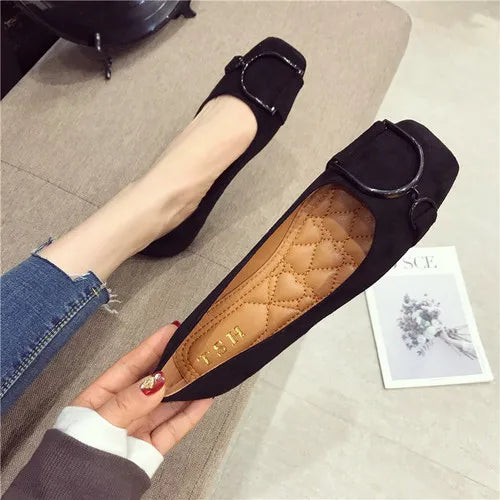 Flache Schuhe für Damen Frühling 2023 Neu Wildleder Eckige Zehen Flach geschnittene flache Unterseite Lefu Weiche Bohnenschuhe Damen große Größe 44 45 46