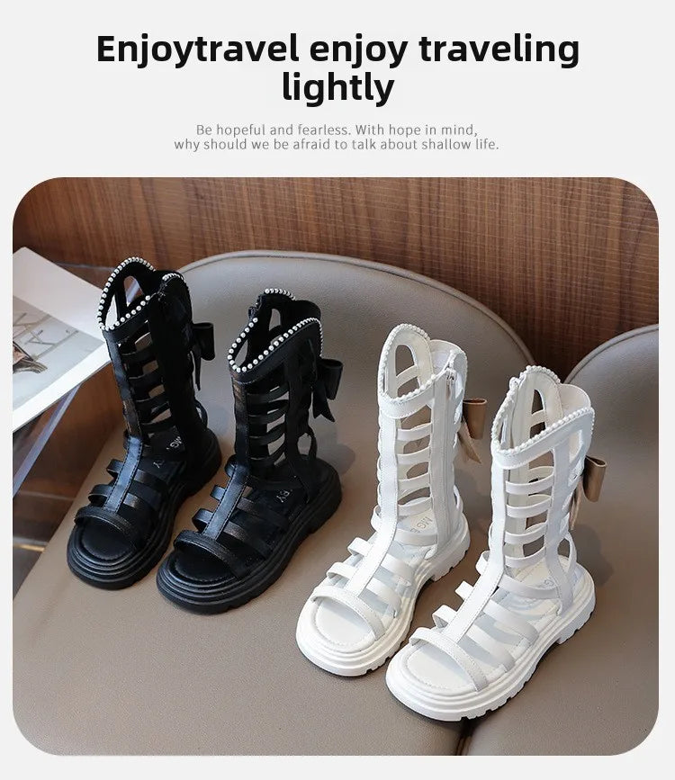 Children Sandals High-top Kids Girls Sandals Baby Sandals High Quality Flat Cut-Outs Beach Sandals