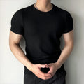 Men's Summer Trendy T-Shirt with Round Neck And Short Sleeved For Daily Casual Vertical Stripes Black White T-Shirt