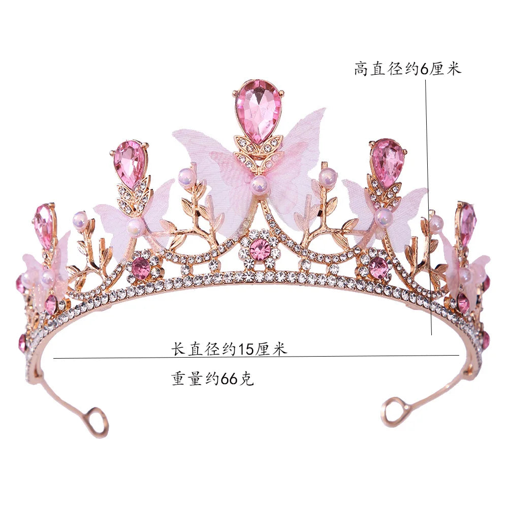 KMVEXO Süße Schmetterlingskronen Ozean-Stil Kostüm Kristall-Tiaras für Frauen Mädchen Prinzessin Geburtstagsparty Strand Haarschmuck