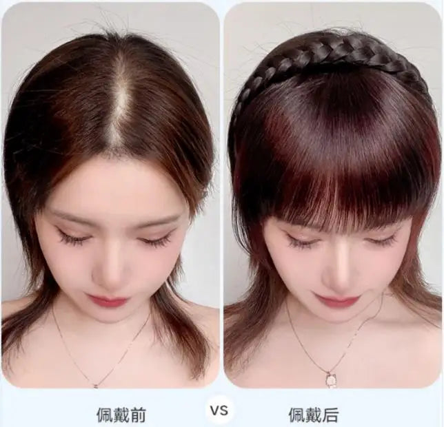 Women Girls Fake Hair Headband Fringe Wig Bangs Hairband Hair Extension Clips In Hair Extension Hair Accessories Hairpiece Clips