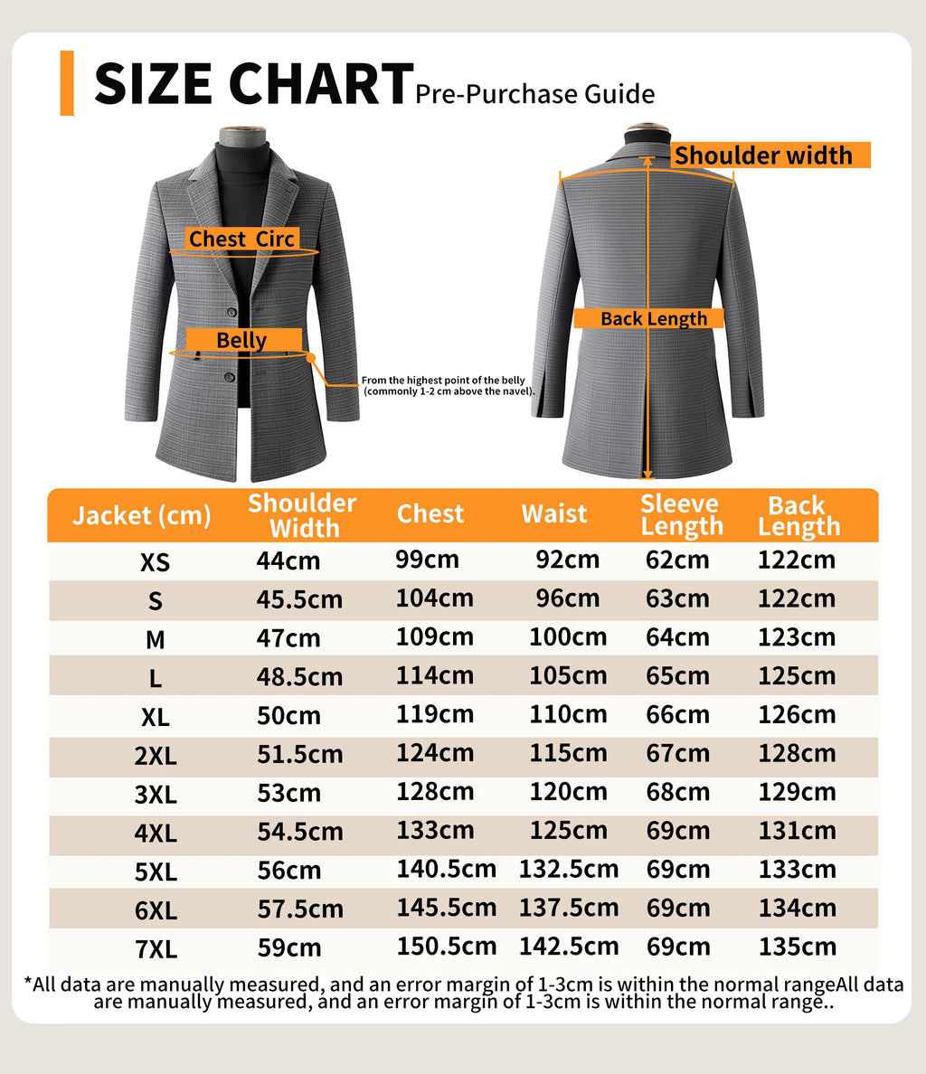 Italian herringbone wool men's long business coat Autumn winter Double breasted classic suits Long coats