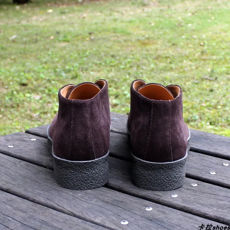 Careaymade-British Vintage 100% Genuine Leather Casual Shoes Lace-up Retro Business Thickness cow suede Workwear Men's Shoes