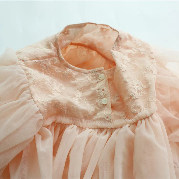 deer jonmi New 2026 Spring Children Princess Dresses Lantern Sleeve Floral Embroidery Baby Girls Birthday Party Ball Gown Dress