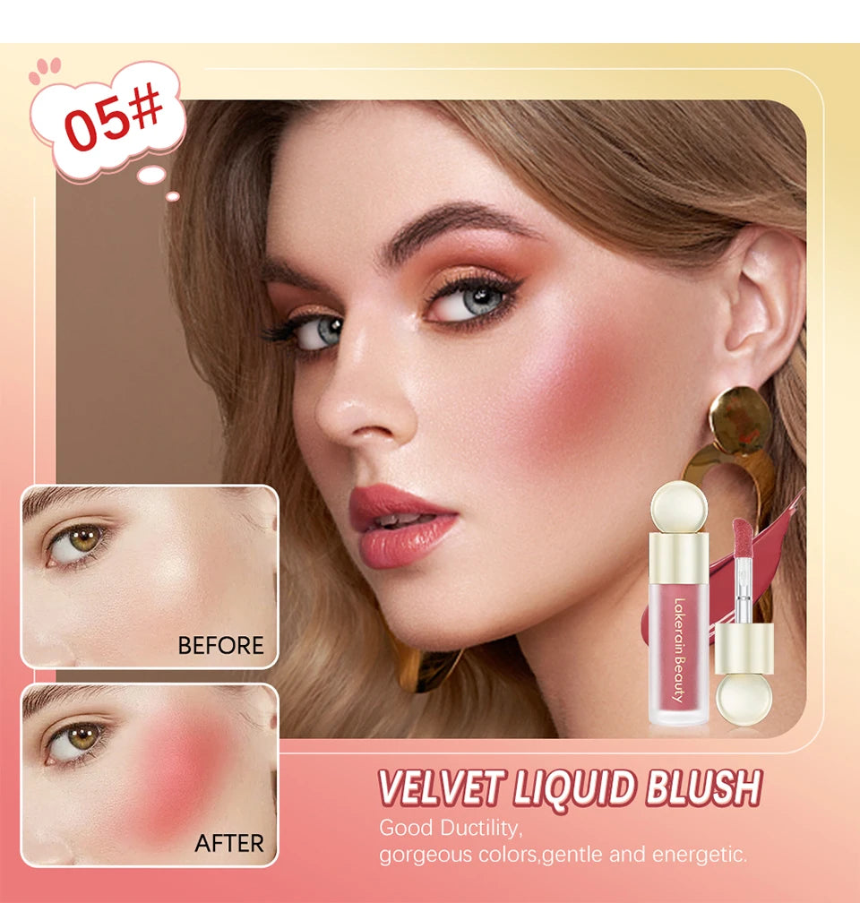 7.5ml Matte Liquid Blush Velvet Blusher Orange Peach Face Pigment Lasting Beauty Natural Cheek Tint Cream Waterproof  Blush