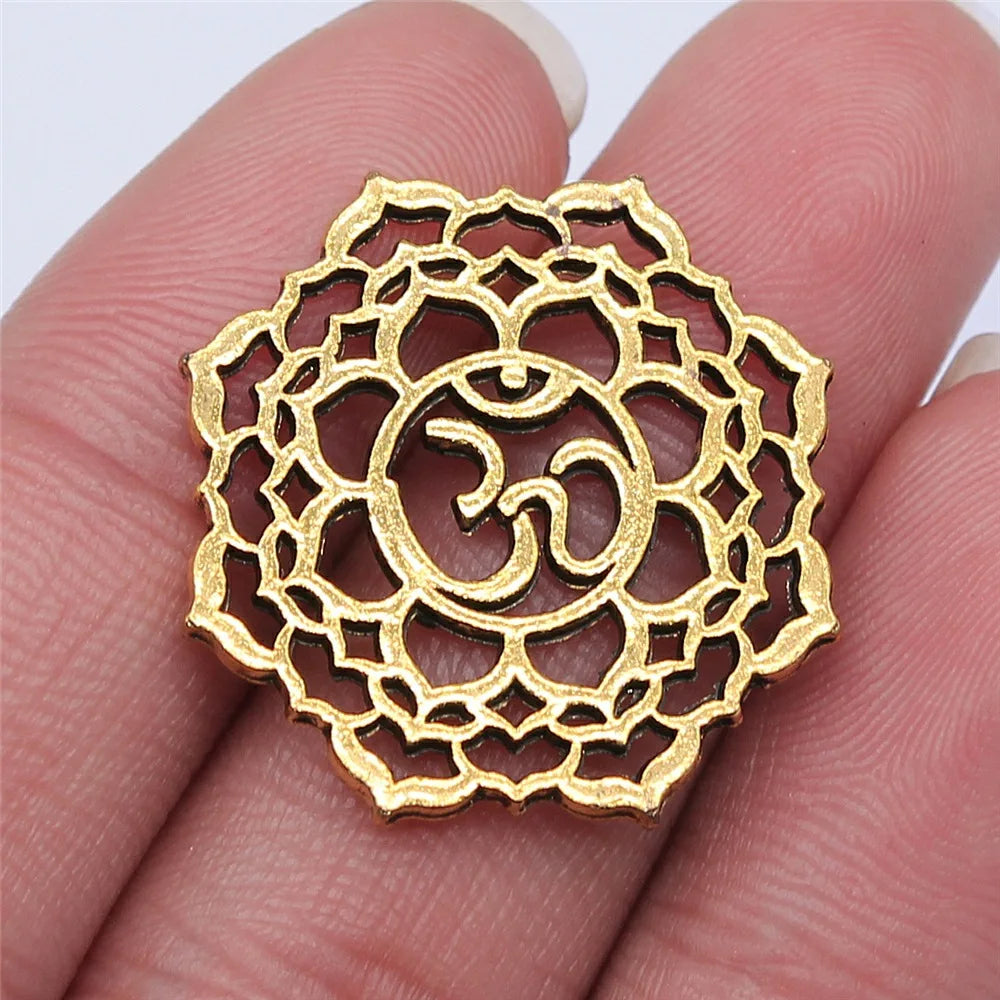 10pcs Charms Yoga Om Pendants Making DIY Handmade Tibetan Silver Color Vintage Antique Bronze Color Jewelry Making Finding