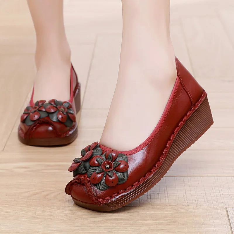Neue handgemachte Damenschuhe aus echtem Leder, Ganzjahresschuhe, Oxfords, flache Damenschnürschuhe, gemütliche Mokassins, runde Ballerinas