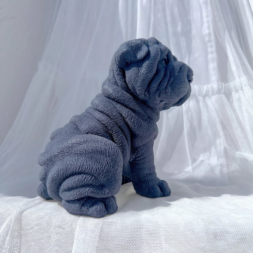 Shar Pei Dog Puppy Candle Mold Animal Puppies Soy Wax Silicone Mould Dog Lover Home Decor