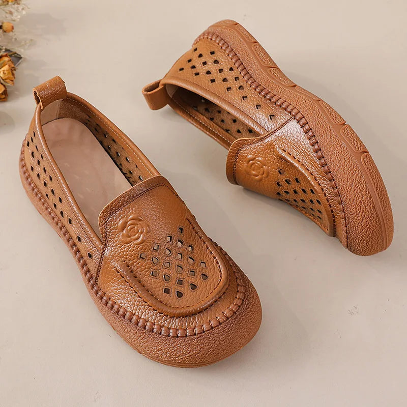 Neue handgemachte Damenschuhe aus echtem Leder, Ganzjahresschuhe, Oxfords, flache Damenschnürschuhe, gemütliche Mokassins, runde Ballerinas