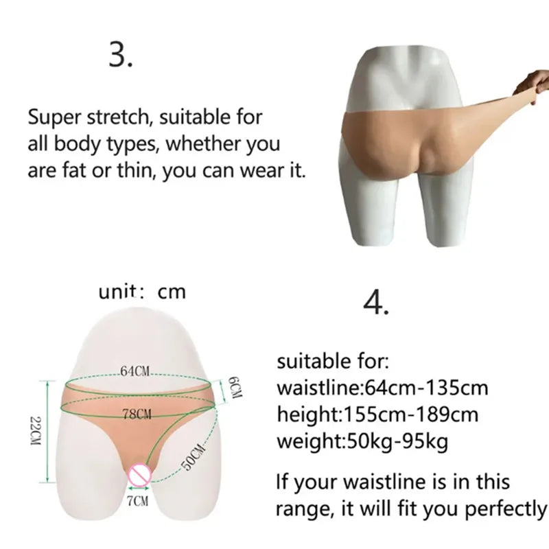 Simulated Silicone Fake Vaginal Pants Underwear Briefs Trans Panties Hide Penis For Crossdresser Shemale Drag-queen Cosplay Gays