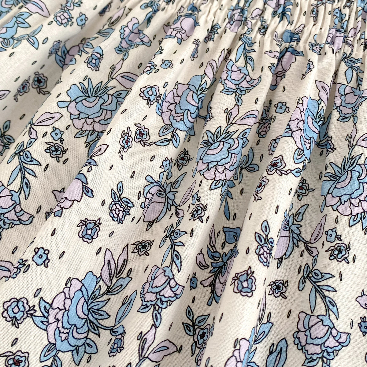 Toddler Girls Floral Princess Dress Little Girl Cotton Short Sleeve Blue Flowers Party Dress Summer Casual Dresses Kids Clothes