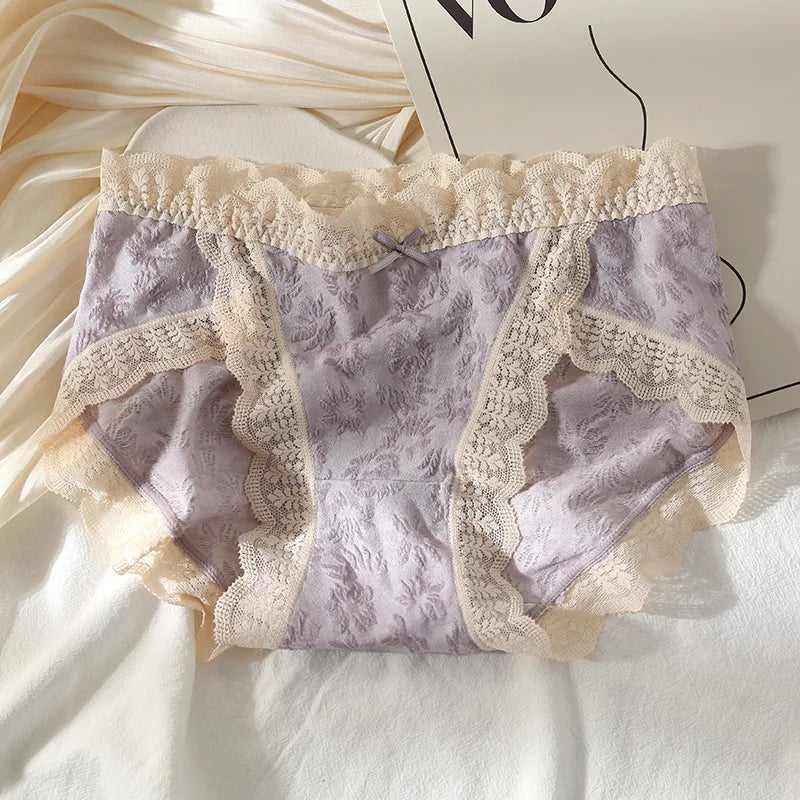 M-XL Sexy Lace Panties Women's Underwear Panty Plus Size Fashion Flower Briefs Mid Waist Seamless Underpants Female Lingerie