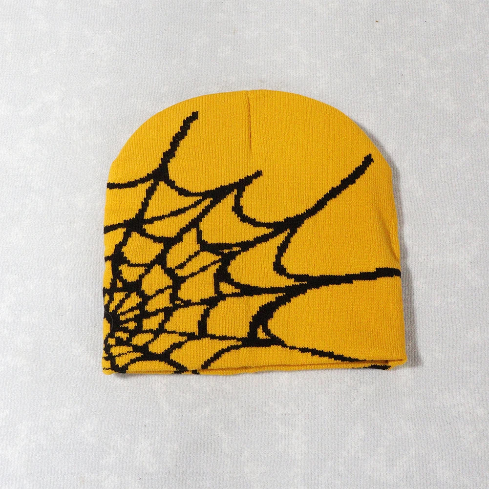 1Pc Y2K Knitted Hat Spider Web Jacquard Hat Four Seasons Warm Hat Skullies Hat For Men Women Outdoor Sports Fashion Hat