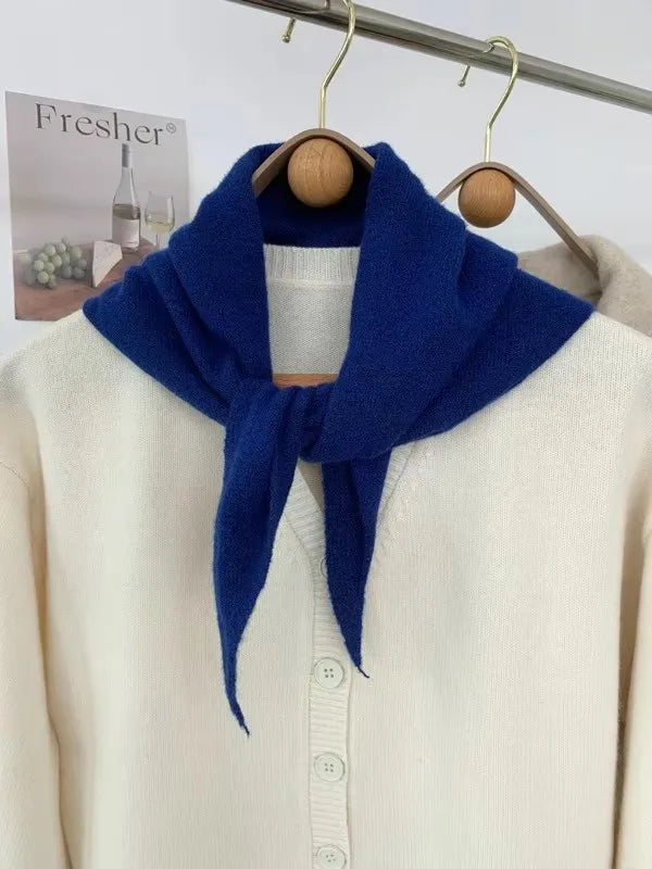 New Women Wool Scarf Shawl Winter Warm Soft Knitted Striped Triangle Fashion Brand Bandana Lady Wool Scarves