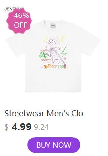 Streetwear Men's Clothing Cotton Cat Graphic Print Korean Fashion Harajuku Goth Y2k Hip Hop Short Sleeve Top Tee Oversize Tshirt
