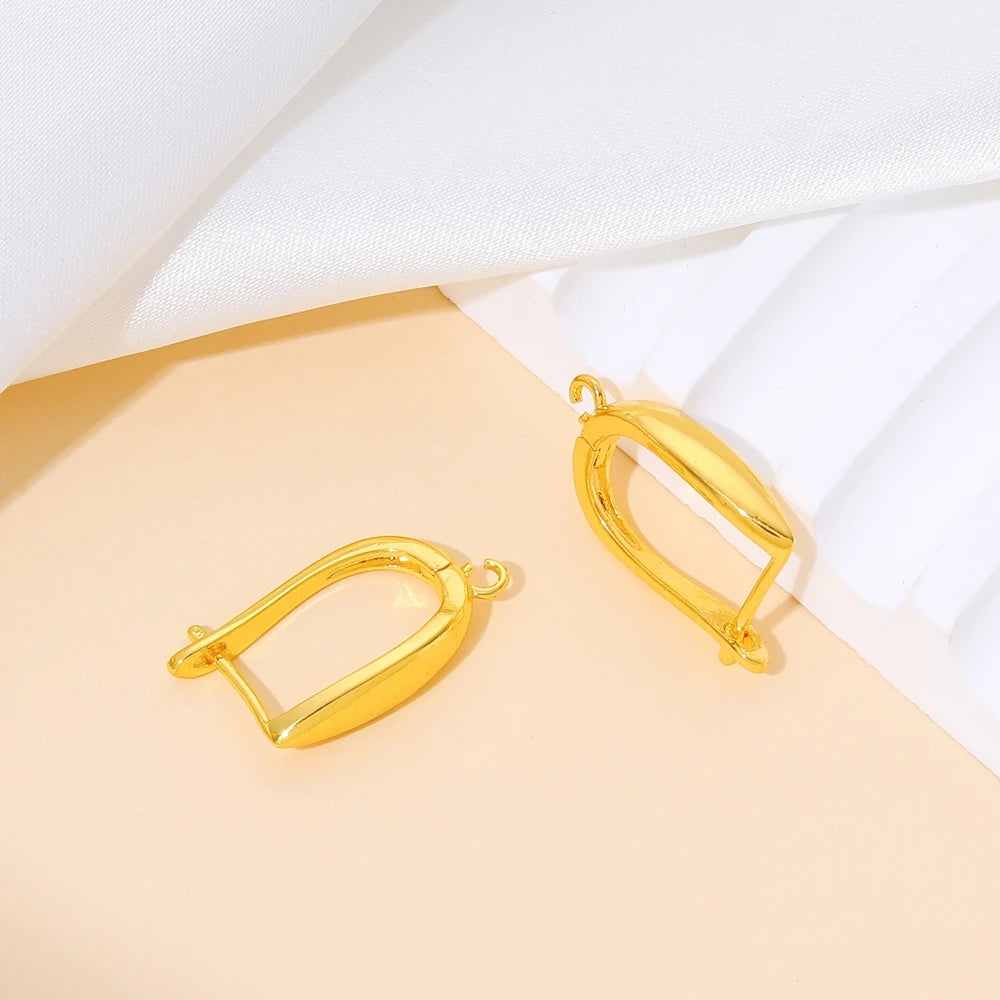 Juya 8Pcs/Lot 18K Gold Plated Anti-Allergy Fastener Schwenzy Earwire Stitches Earplug Earring Hooks For DIY Women Earring Making