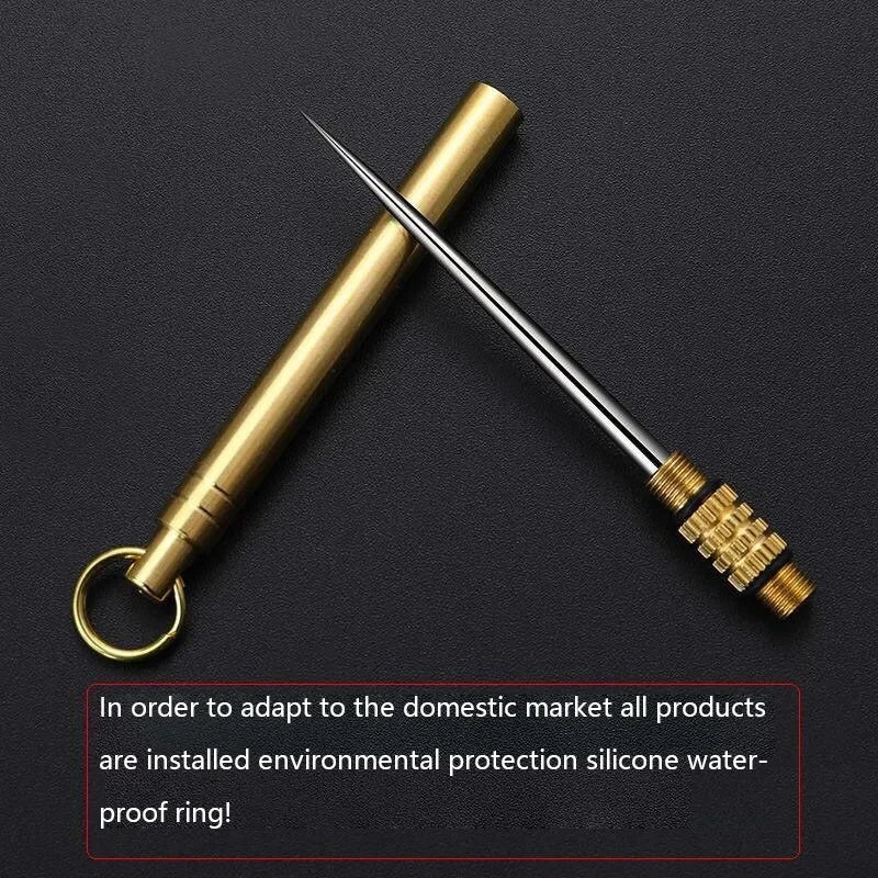 Titanium Brass Metal With Key Ring Fruit Pick Tooth Cleaning Personalized Brass Toothpick Toothpick Fruit Fork Toothpick Tube