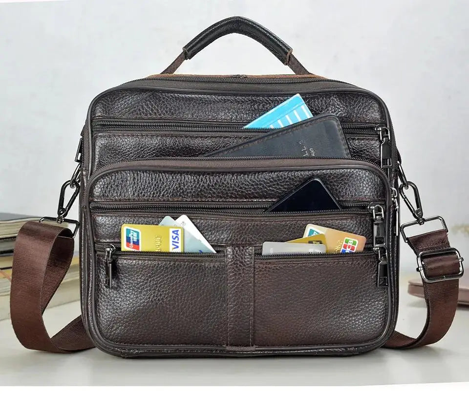 New Arrival Men Shoulder Bag Men's Genuine Leather Messenger Bag Boy Coffee Middle Size Handbags Tote Natural Skin Men Briefcase