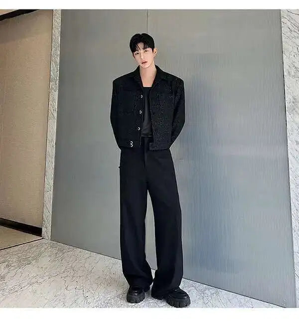 IEFB Men's Suit Pants Solid Color Niche Design Korean Style Casual Straight Elastic Waist Versatile Trousers 2023 New 9C2269