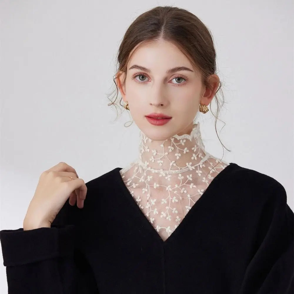 Cute Petal Fake Collar Black Lace False Collar Detachable Lapel Clothes Accessories Women