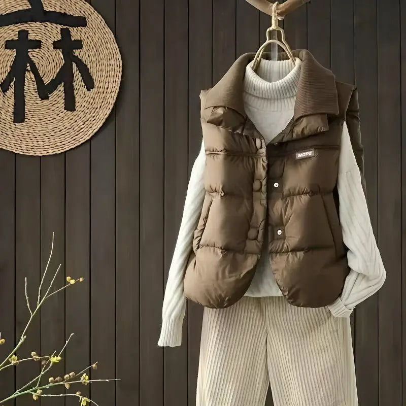 Women's Plus Size Down Cotton Coat Vest Cardigan Female 2025 Autumn Winter New Waistcoat Jacket Padded Sleeveless Overwear