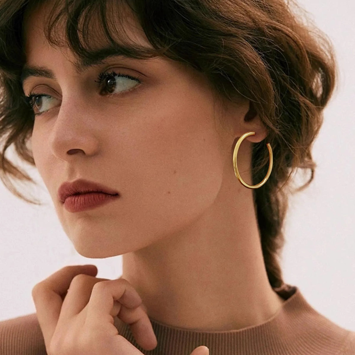 Dainty Twisted Stianless Steel Hoop Earrings for Women, Gold Color Plating Circle Round Ear Clip Accessory Mother's Day gift