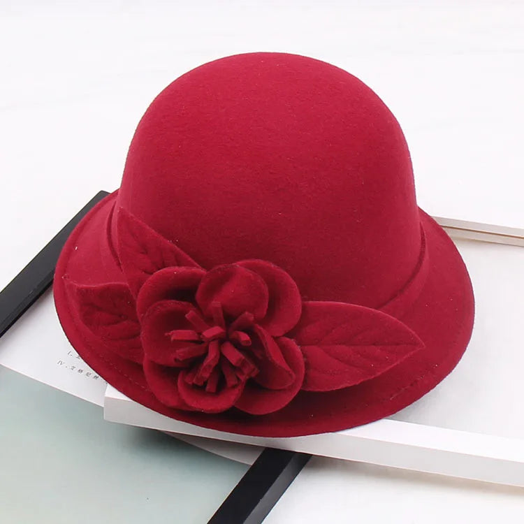 2025 Autumn and Winter New Woolen Hat for Women, Three-dimensional Big Flower Fashion Hat, Temperament Top Hat