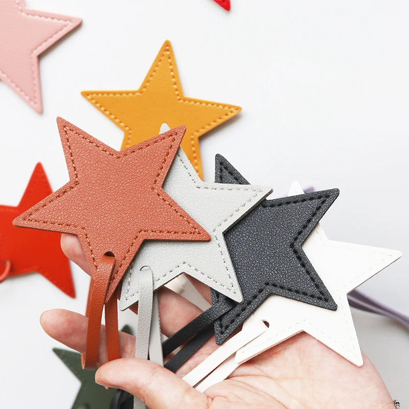 Custom Name Handbag Pendant Cute Star PU Leather Fashion Accessories Wholesale Engrave Initials Travel Luggage Tag Creative Gift