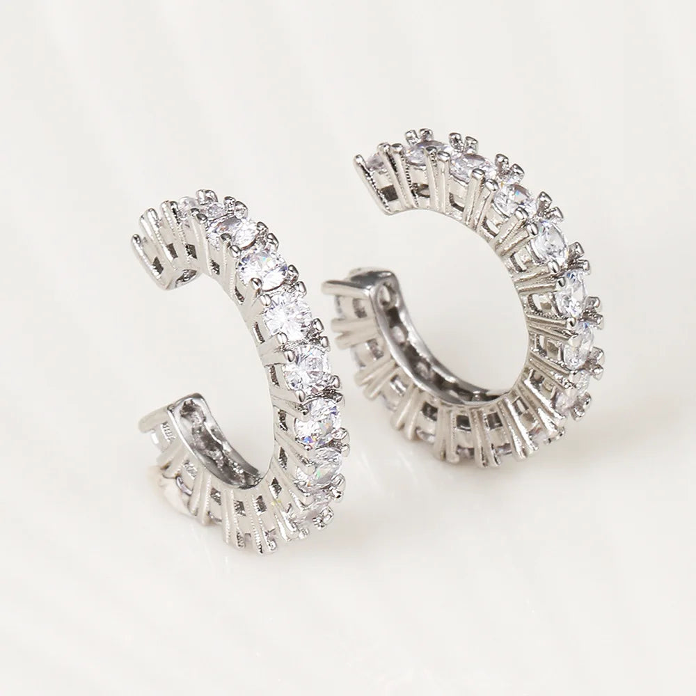 2Pcs Full Rhinestone Zircon Ear Cuff Ear Clip for Women No Pierced C Shape Earcuff Ear Wrap Earcuff Clips Jewelry Gifts