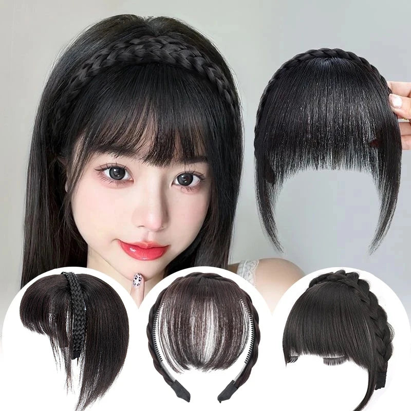 Women Girls Fake Hair Headband Fringe Wig Bangs Hairband Hair Extension Clips In Hair Extension Hair Accessories Hairpiece Clips