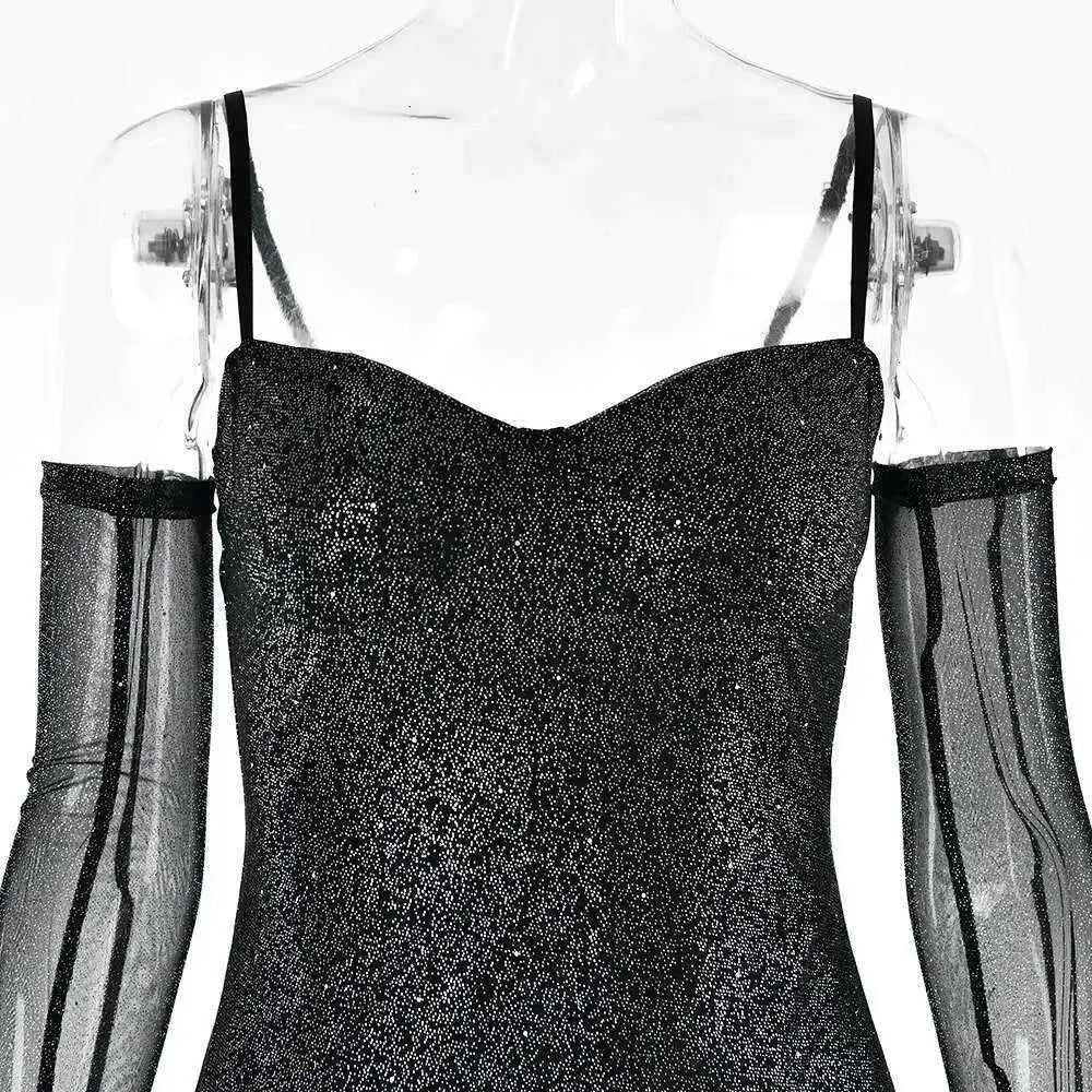 Townlike Backless Sparkle Glittar Sexy Party Dress Women Strapless Mini 2023 Summer Dress Ribbon Ruffles Slim Bodycon Dresses