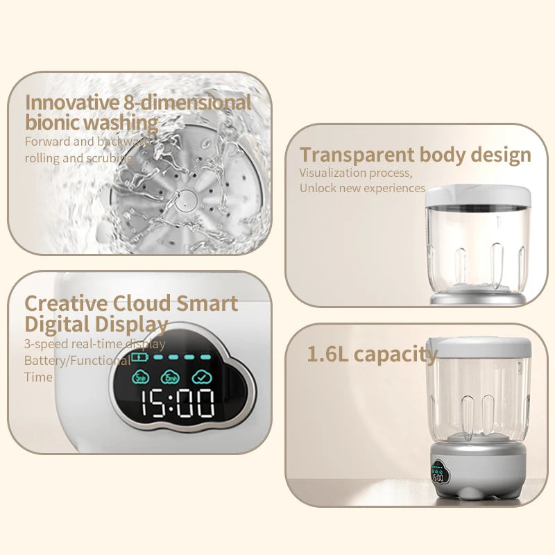 1.6L Foldable Mini Washing Machine Portable  Home Clothes Socks Underwear Cleaning Washing Machine Travel Washing Machine