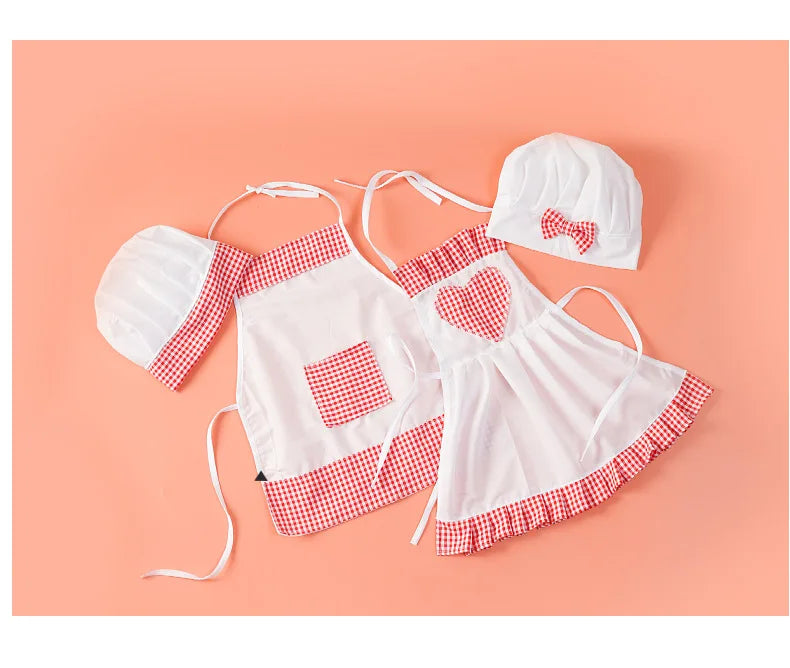 Baby Chef Apron Hat  Baby Kids Cook Costume Newborn Photography Props  Outfit Clothing