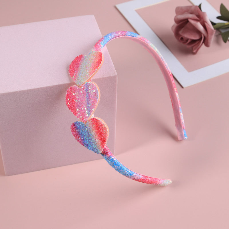 2023 Fashion Girls Glitter Hair Bands Cute Colors Hair Hoop Hairbands Lovely Bow Stars Headbands For Kids Gifts Hair Accessorie